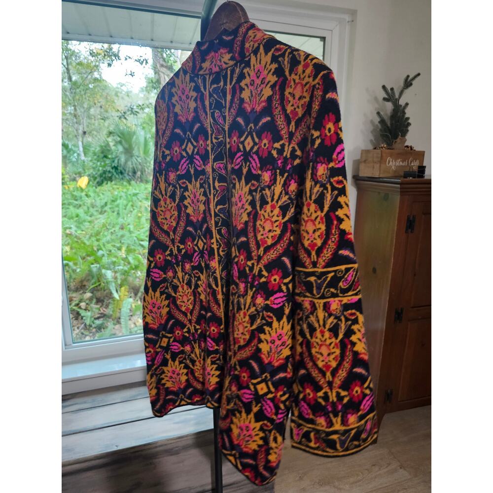 Vintage Coldwater Creek Mandarin Collar Cardigan Jacobean Print Size medium - Picture 7 of 11